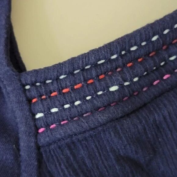 Akemi + Kin Anthropologie Blouse Womans Size M Navy Blue Cotton - Picture 8 of 12